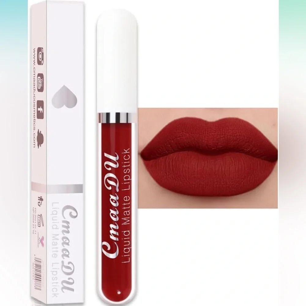 CmaaDu (15) Brick Red Liquid Matte Lipstick. 24 Hour Lips.  #15